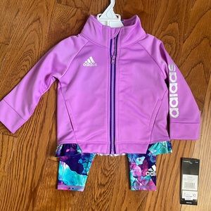 Toddler girls adidas workout outfit jacket and pants, size 6months, nwt